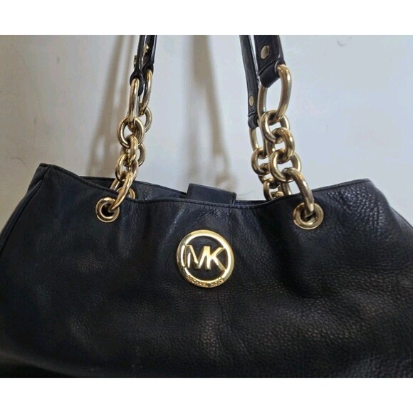 Michael Kors Womens Bag  Tote Shoulder Fulton Blue Pebbled Leather - Picture 2 of 9
